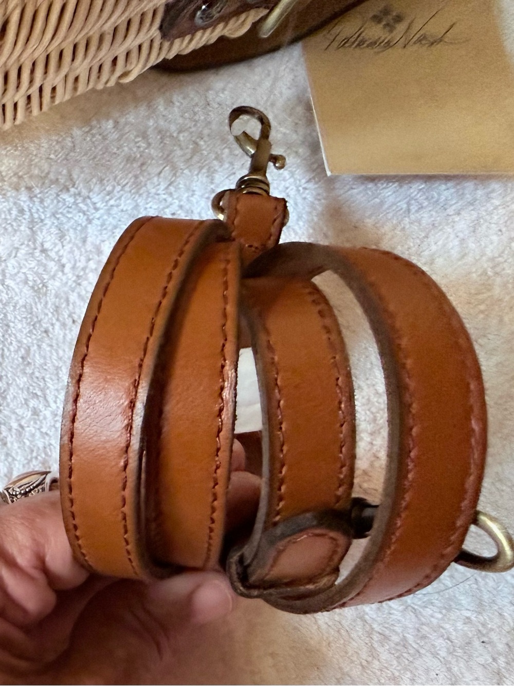 Patricia Nash Brown Leather & Natural Wicker Top-Handle Satchel - Picture 11 of 11